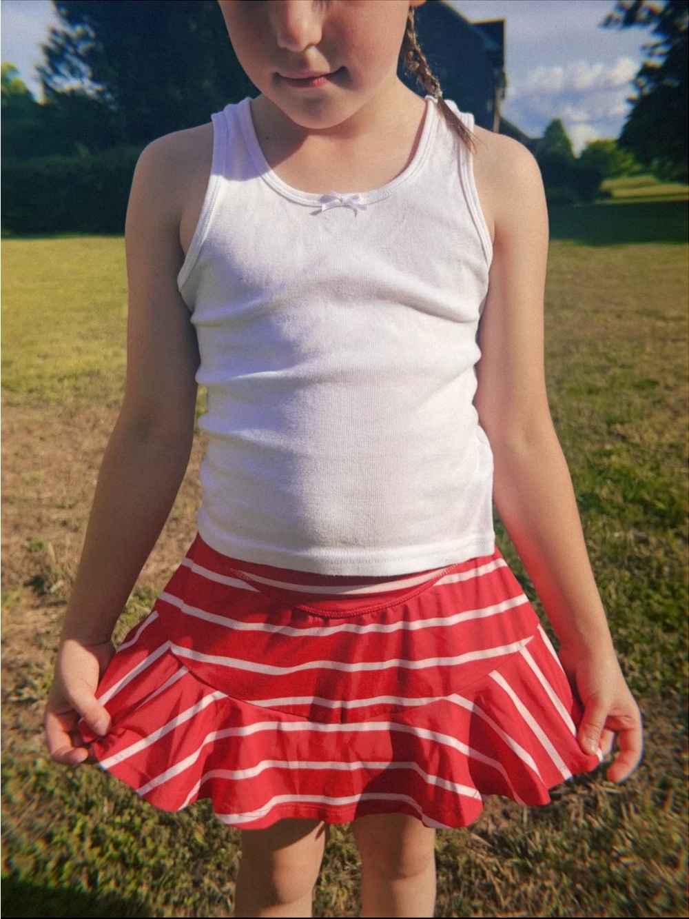 Cat & Jack Red and White Striped Skirt